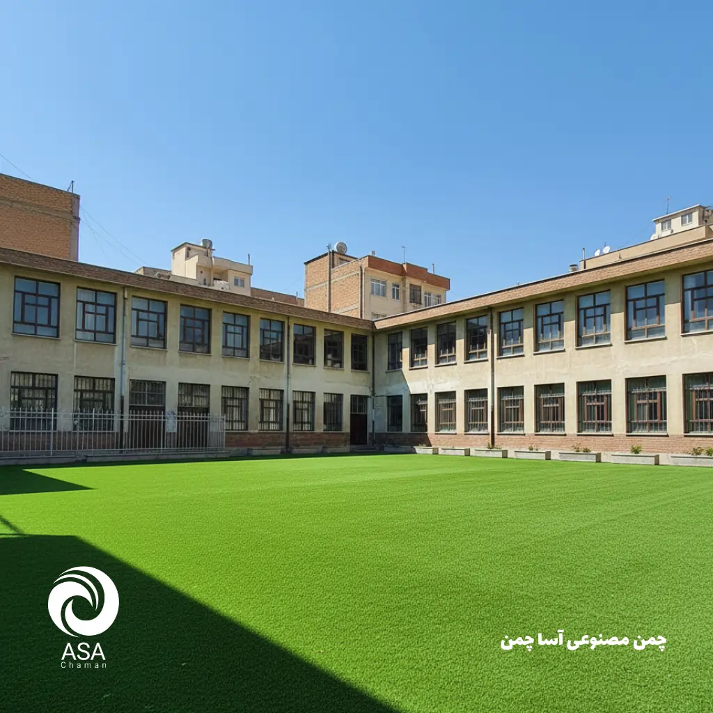 اجرای چمن مصنوعی در حیاط مدرسه